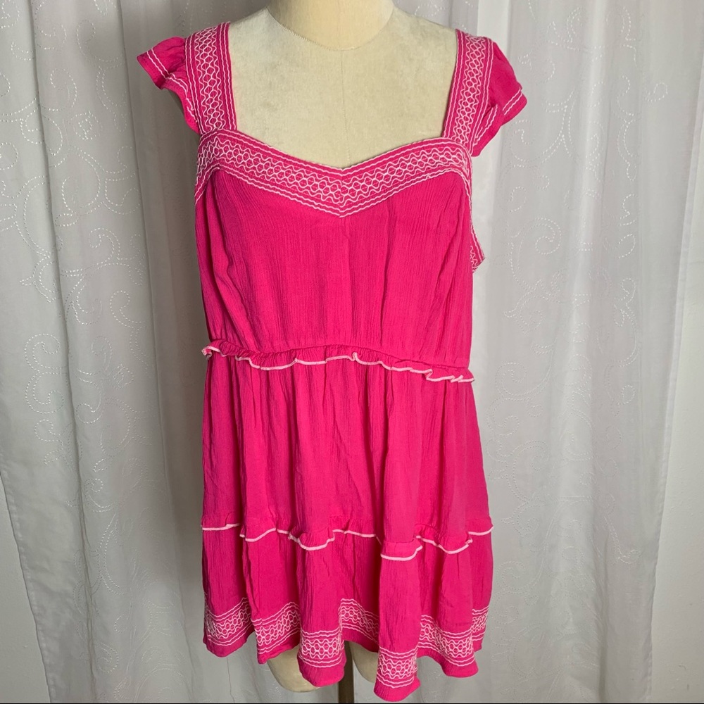 Torrid pink rayon boho embroidered top